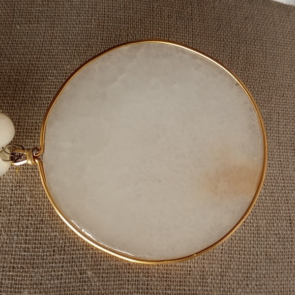 Vintage 2 1/2 in Carved white natural Agate Aztec Medallion beaded 28in Necklace - Picture 7 of 11